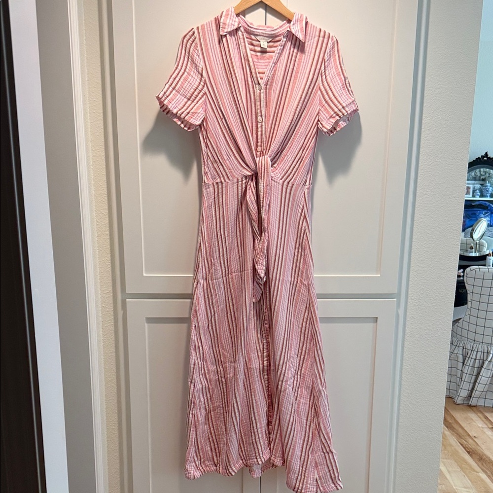 Caslon Striped Tie-Front Maxi Dress